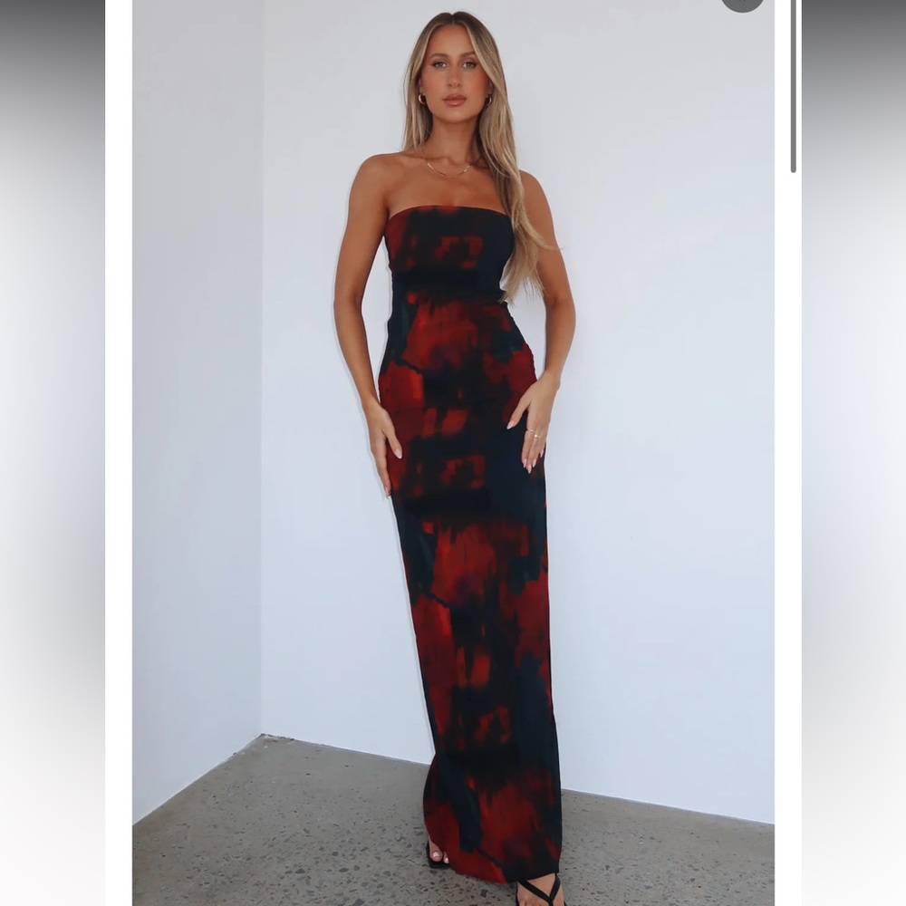 red and black long dress